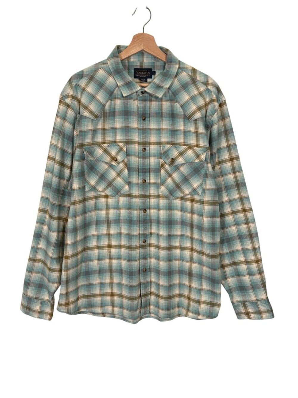 Pendleton Wyatt Cotton Long Sleeve Snap Front Shirt Size XL